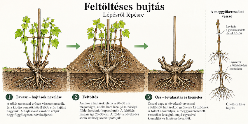 Feltöltéses bujtás – a szőlő szaporítása lépésről lépésre